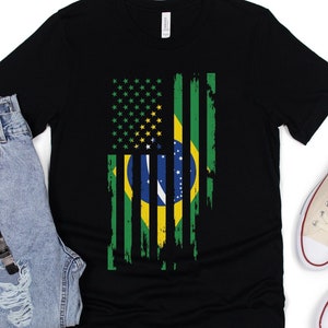 Brazilian American Flag Shirt, USA Brazil Flag Tee, Flag of Brazil Shirt, American Brazil Tee, Brazilian Heritage Shirt, Brazil Jersey