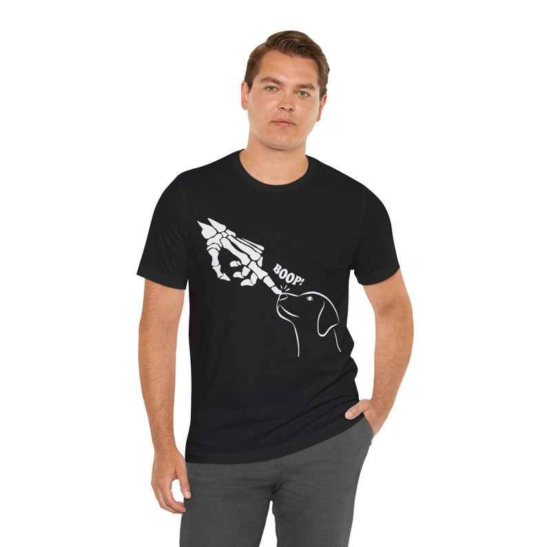 Skeleton Hand Dog Boop T-Shirt, Skeleton Hand Booping Dog Shirt, Spooky Dog, Dog Mom Halloween, Funny Halloween Tee, Easy Halloween Costume image 2