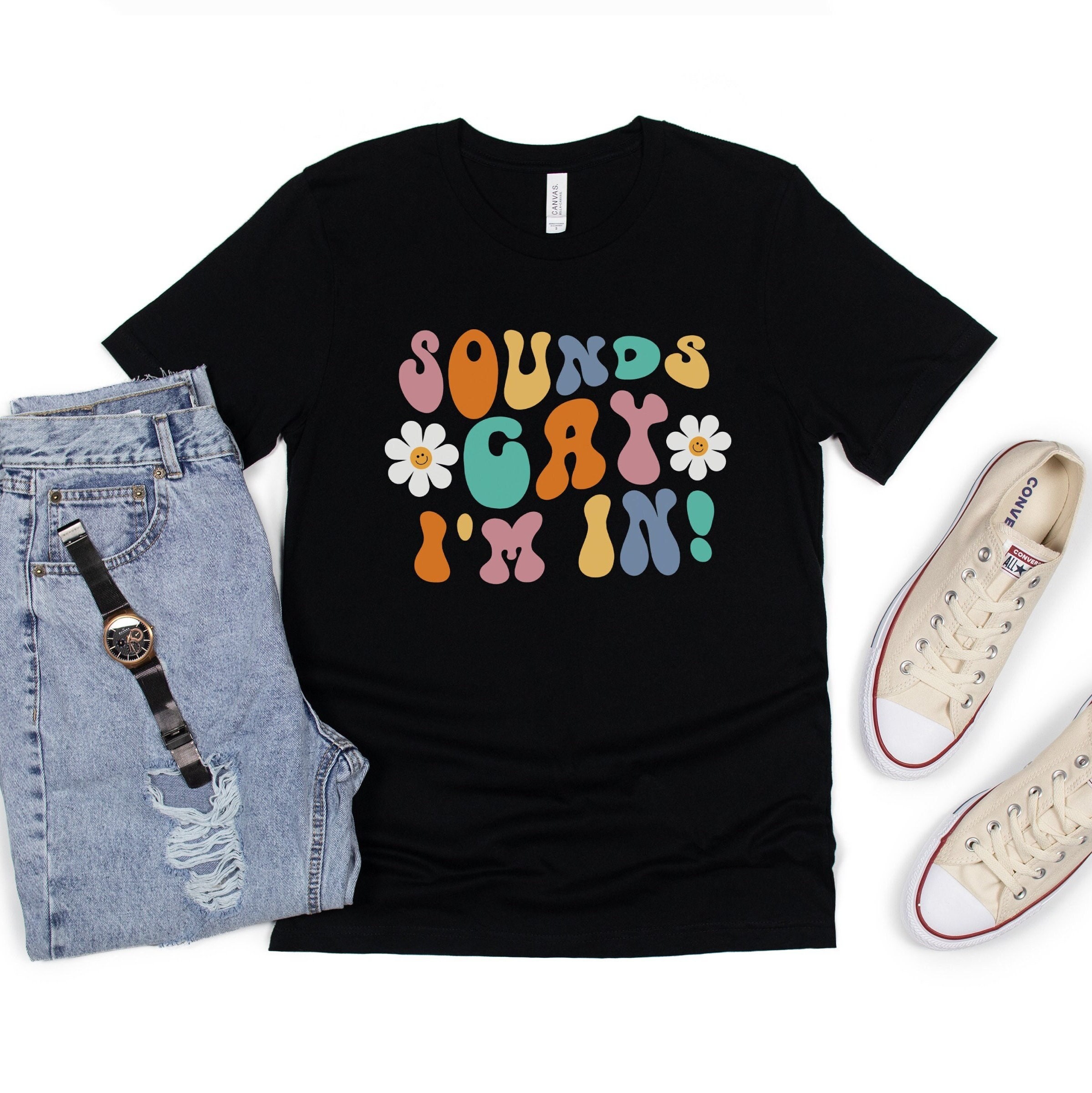 Discover Sounds Gay Im In Shirt, Sounds Gay I'm In Funny Tee, Retro Groovy 60s 70s Shirt