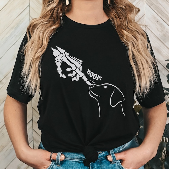 Skeleton Hand Dog Boop T-Shirt, Skeleton Hand Booping Dog Shirt, Spooky Dog, Dog Mom Halloween, Funny Halloween Tee, Easy Halloween Costume