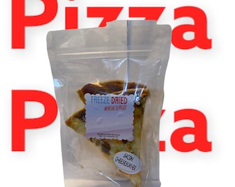 PIZZA BACON CHEESEBURGER, The Works, Cheese, pepperoni freeze dried, astronaut food, hiking, camping, freeze dried food