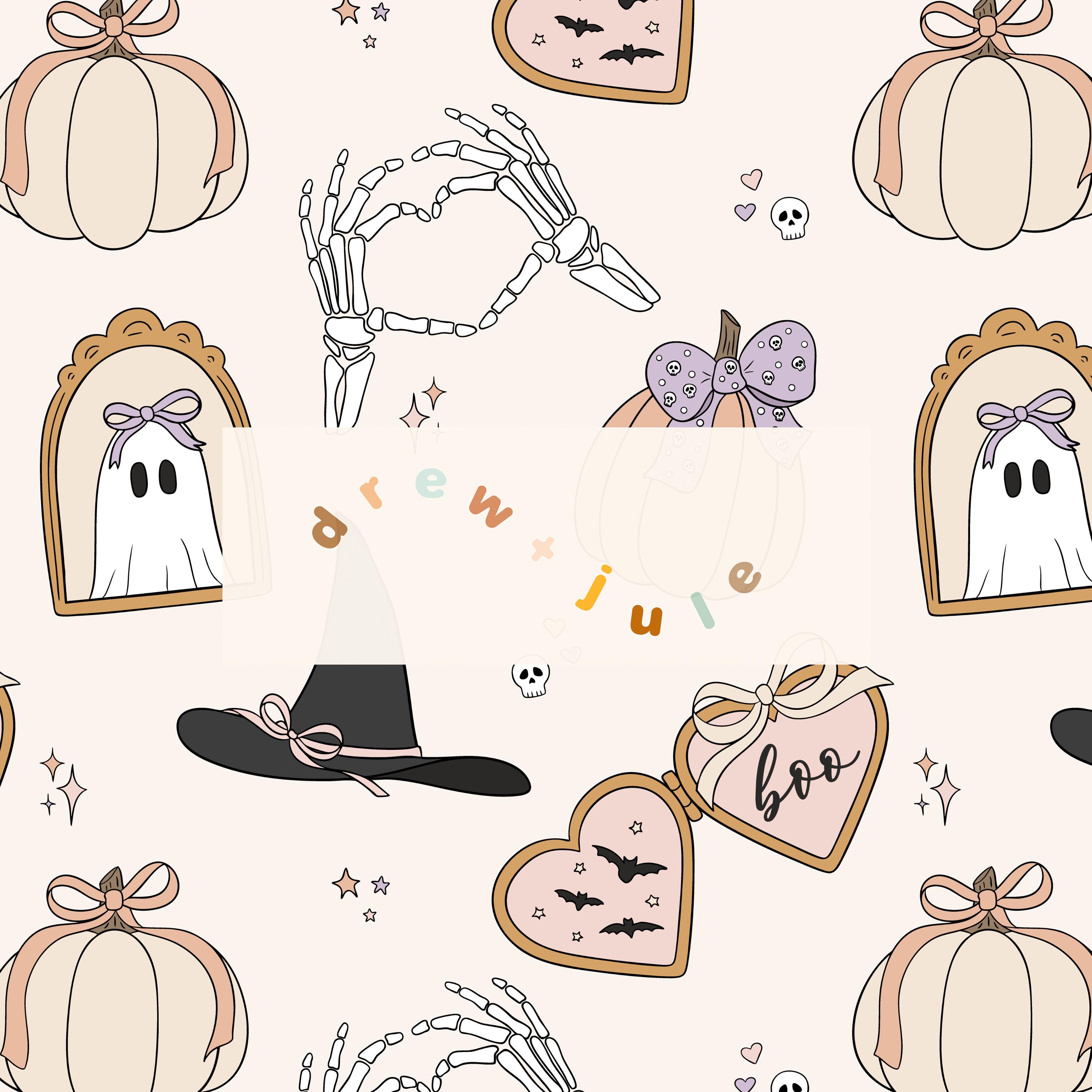 Spooky Coquette / Seamless Pattern Digital Download / Dainty Boho Retro ...
