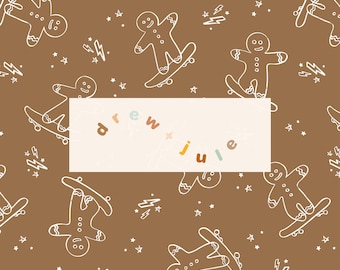 Gingerbread Shred / Seamless Pattern Digital Download / Neutral Retro Boho Skater Skateboard Holiday Christmas Muted / Commercial License