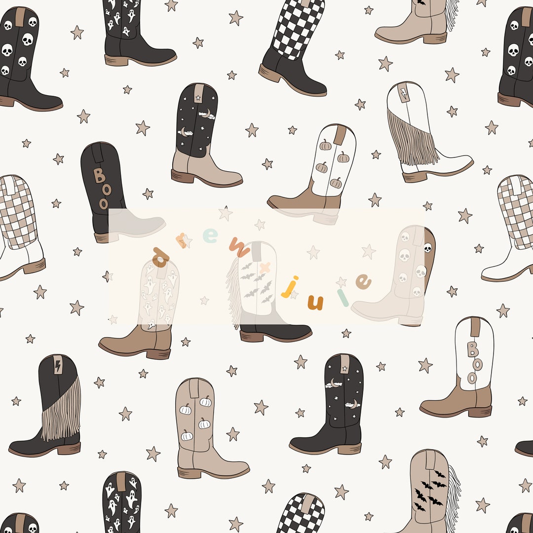 Krampus Print Pattern Men Women Leather Boots