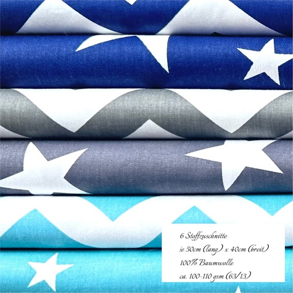 6er Stoffpakete 50x40 bedruckte Baumwollstoffe Patchwork