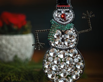 Playful Snowman with Sparkling Crystals