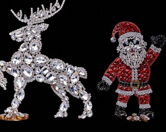 チェコガラス/トナカイ/右向き/クリスマス/オブジェ/卓上/ラインストーン チェコガラス/トナカイ/右向き/クリスマス/オブジェ/卓上/ラインストーン