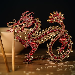 Radiant Rhinestone Dragon (red-gold)
