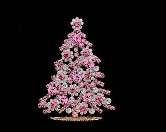 Luminous Christmas Tree (Pink), Luminous Christmas tree handmade with pink rhinestones.