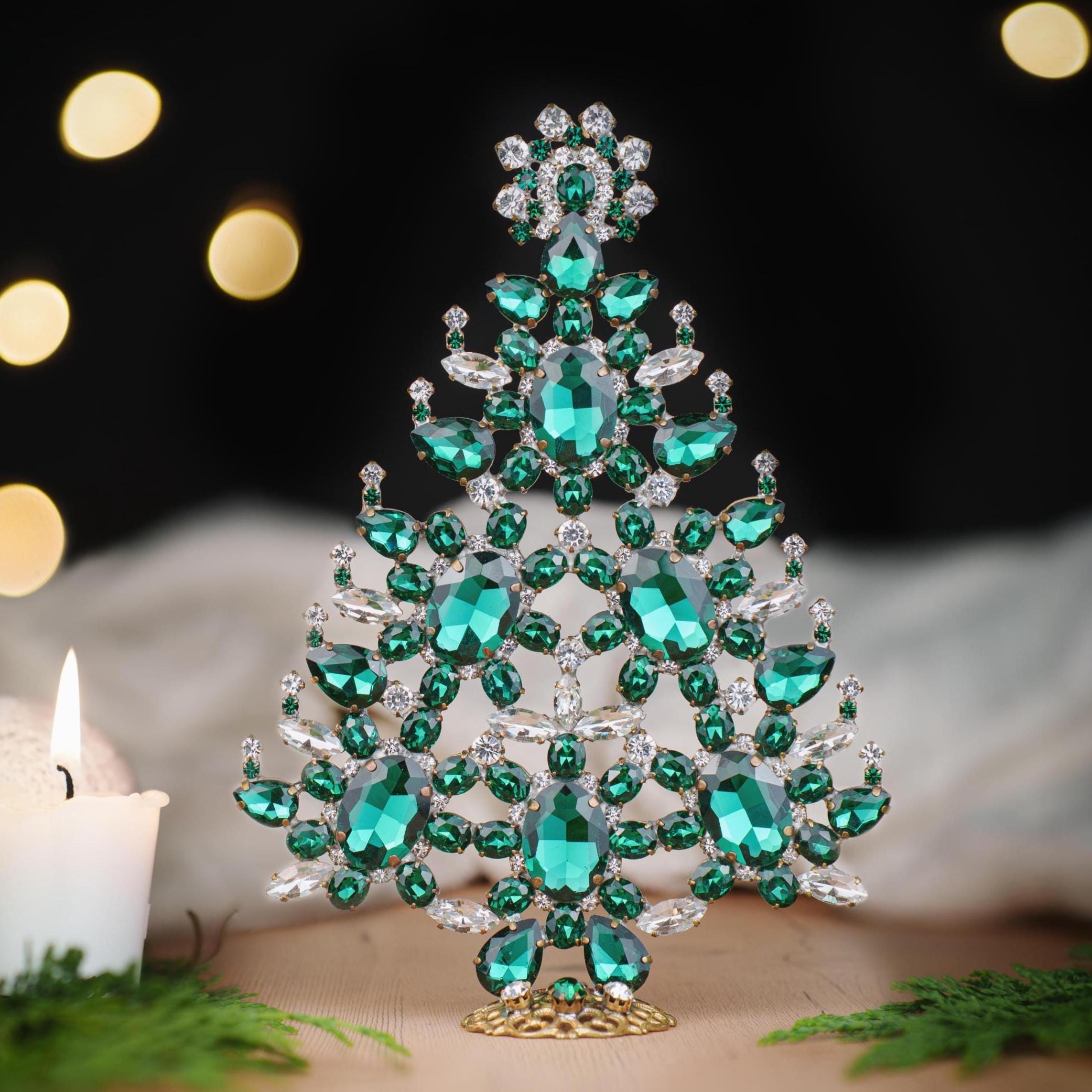 チェコ製ハンドメイドラインストーンクリスマスツリーオーナメント