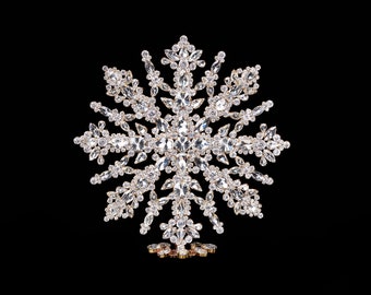 Starry Snowflake Decor (Crystal Clear), Handcrafted Christmas  decoration snowflake from rhinestones.