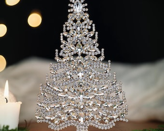 Crystal Rhinestone Christmas Tree: Handmade Czech Tabletop Decor