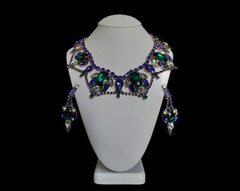 Multicolor Crystal Jewelry Set: Czech Designer Necklace & Earrings