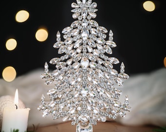 Crystal Rhinestone Christmas Tree: Handmade Czech Tabletop Decor