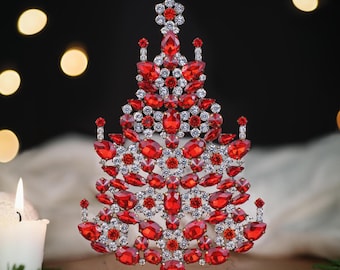 Rhinestone Christmas Tree: Czech Crystal Tabletop Decoration
