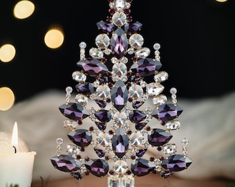 Handcrafted Czech Rhinestone Christmas Tree, Dazzling Holiday Decor