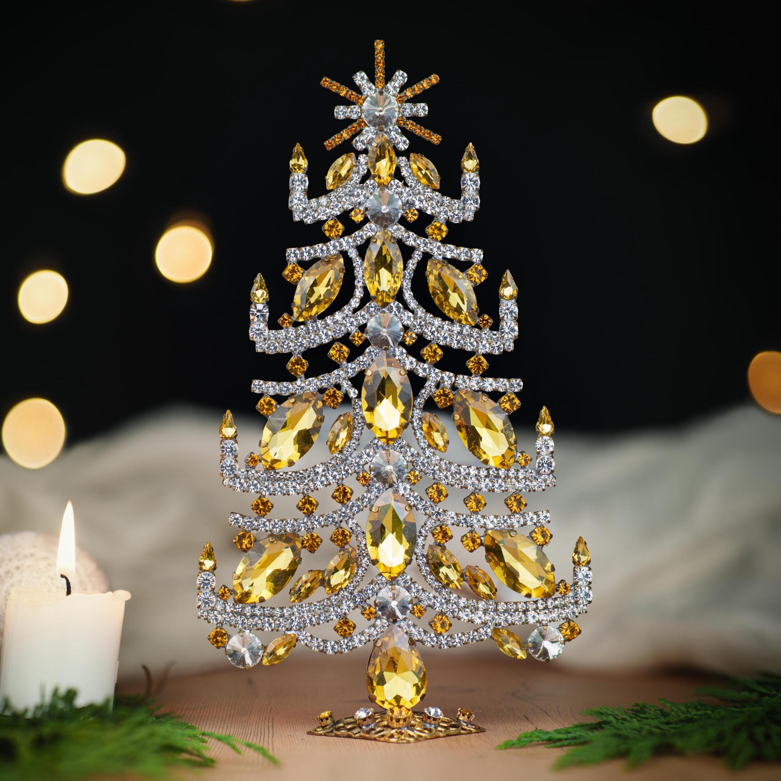 Albero Di Natale Scintillante Topper, Puntale Per Albero Di Natale A Forma Di Stella, 20 Cm Cima Dell'Albero Stella, Puntale Per Albero Di Natale, Per Decorazioni Festive, Casa, Oro - 7