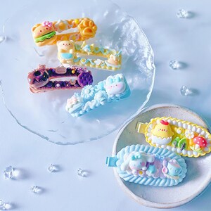Kawaii Decoden Hair Clip Set of 6 – Pastel Handmade Hair Accessories | Choose from 5 Cute Sets