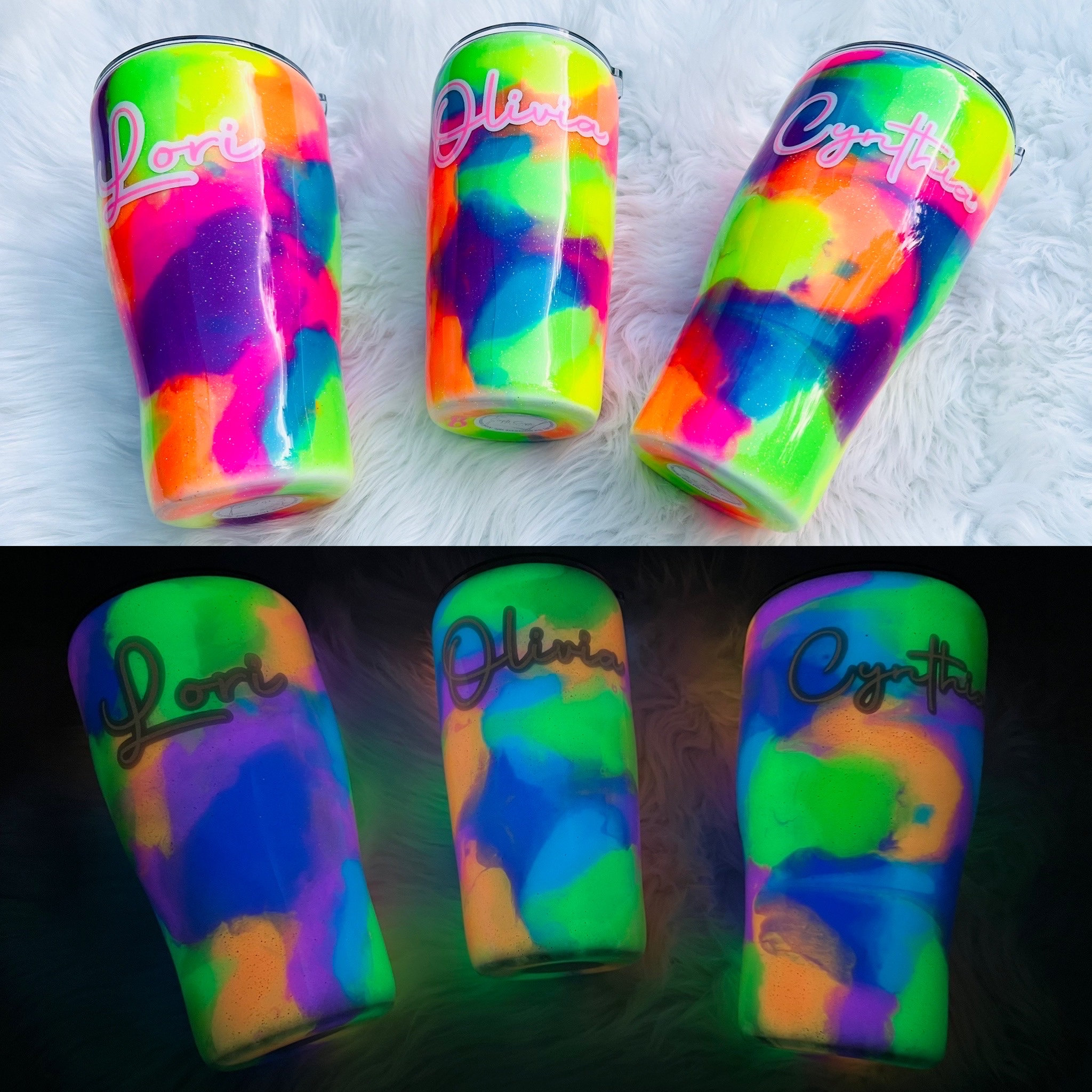 Shappy 60 Pcs Glow in the Dark Cup Set Include 16 oz LED Plastic Clear  Disposable Cups Glowing Pongs Horror Stickers for Christmas Glowing Party