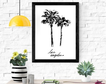 Los Angeles Palm Trees  Wall Art - Los Angeles Poster, Minimalist Wall Art, LA, California, Digital Print