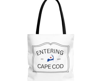 Entering Cape Cod Tote Bag - Cute Reusable Grocery and Market Bag, Cape Cod Gift, Everyday Yoga Bag, Cute Travel Bag