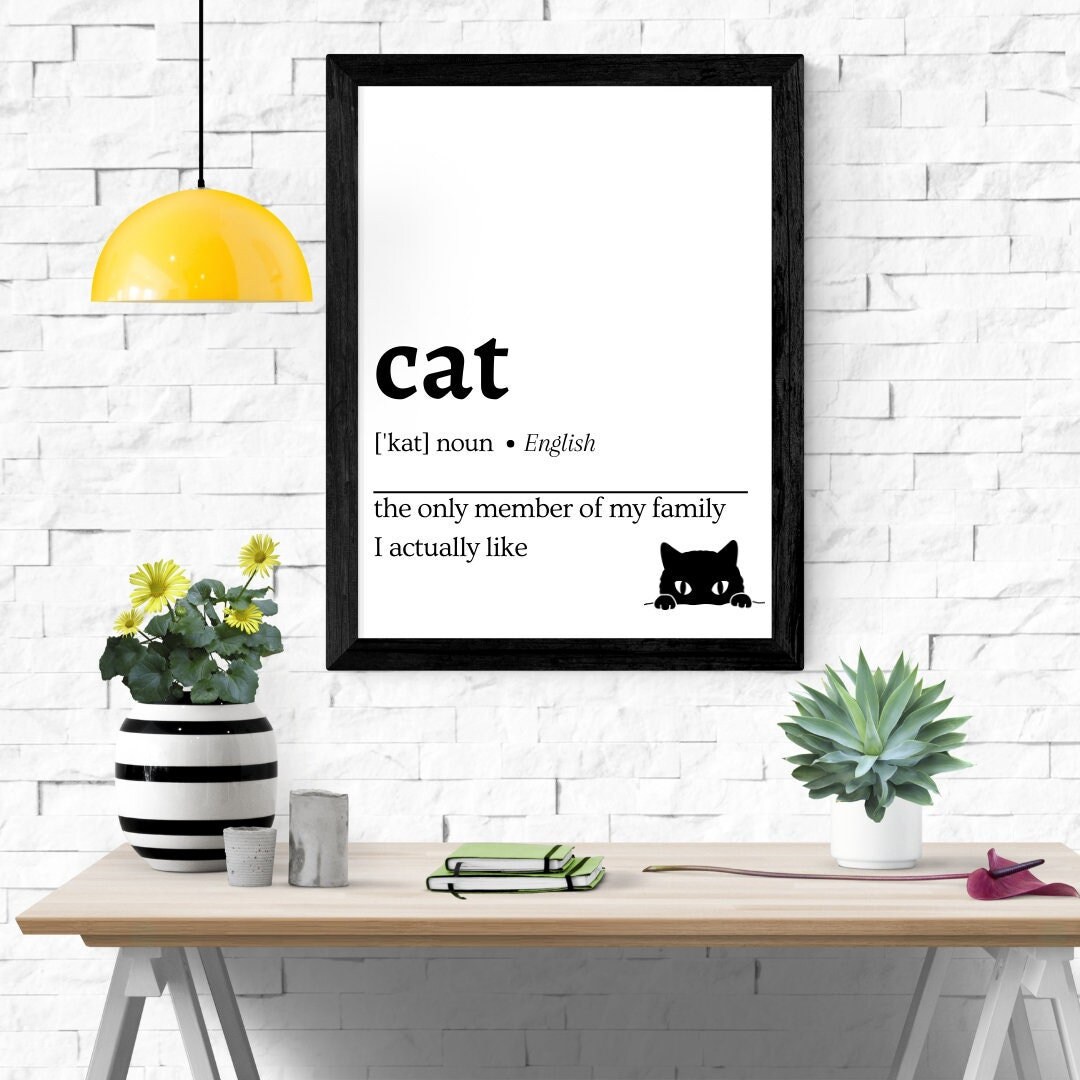 Cat Dictionary Definition Print Funny Printable Wall Art Funny Print