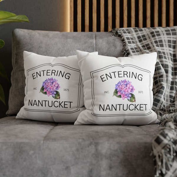 Entering Nantucket -  Hydrangeas - Square Pillow Case - Cape Cod Home Decor - Cute Indoor Pillow - Decorative Nantucket Pillow