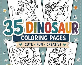 Coloriages de dinosaures pour les enfants, 35 coloriages de dinosaures amusants, livre d'activités imprimable, coloriage préscolaire et maternelle