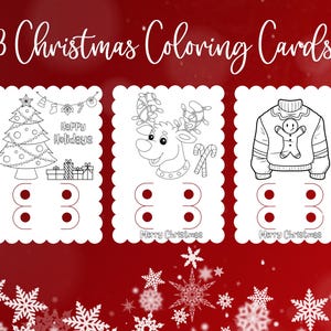3 druckbare Weihnachtskarten, Weihnachtskarten, Weihnachtskarten Set mit Buntstifthalter, Stocking Stuffer, PNG