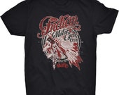 Indian Motorcycle Club Skull T-shirt Skeleton Native Americans USA Tribal Feathers Tribe Chief Rebel Rider Mechanic Garage Easy Rider