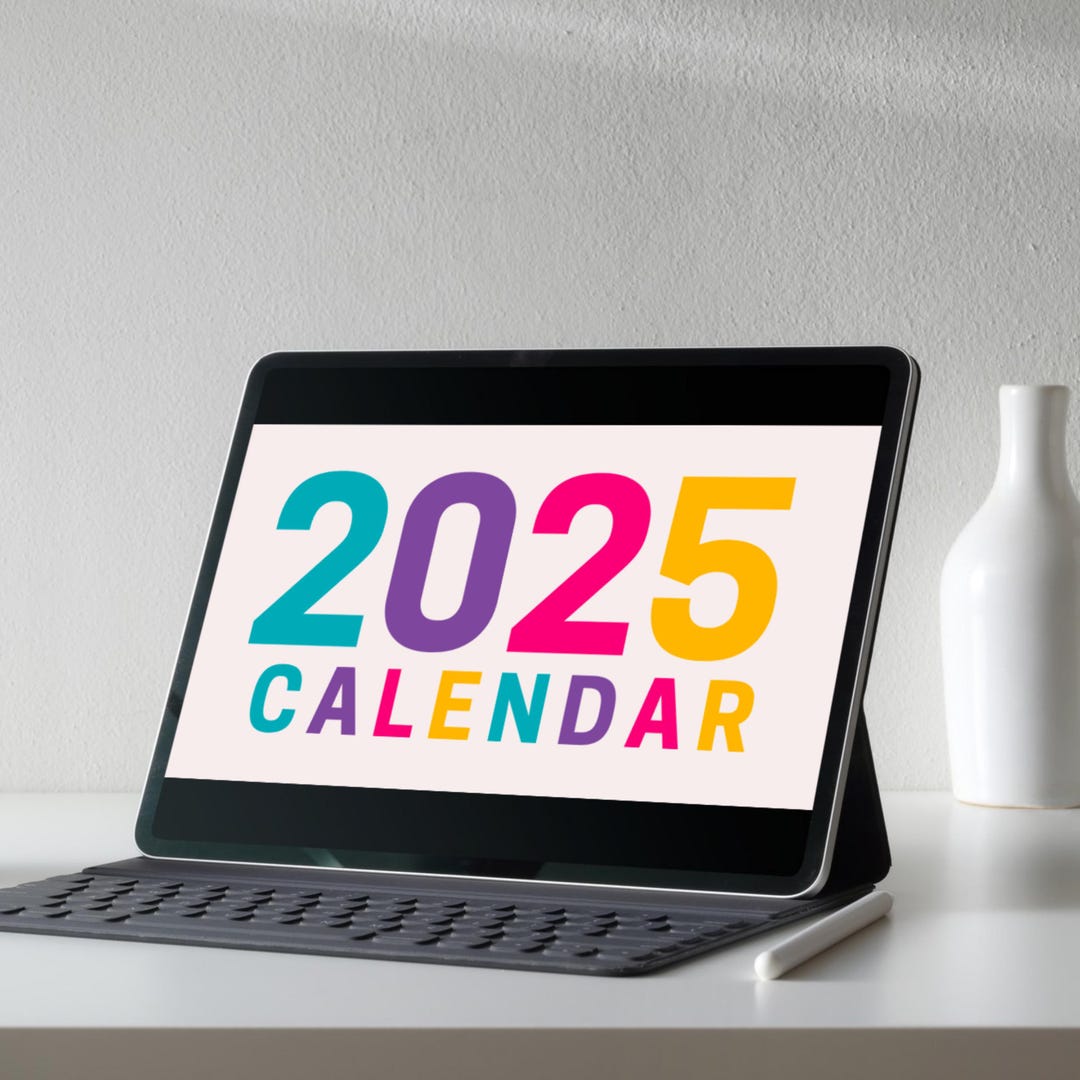Colorful 2025 Digital Calendar | Printable Monthly Planner | Bright ...