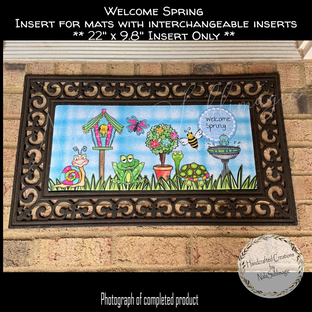 Welcome Spring Insert Welcome Spring Doormat Insert – Interchangeable Nature Design (22x9.8