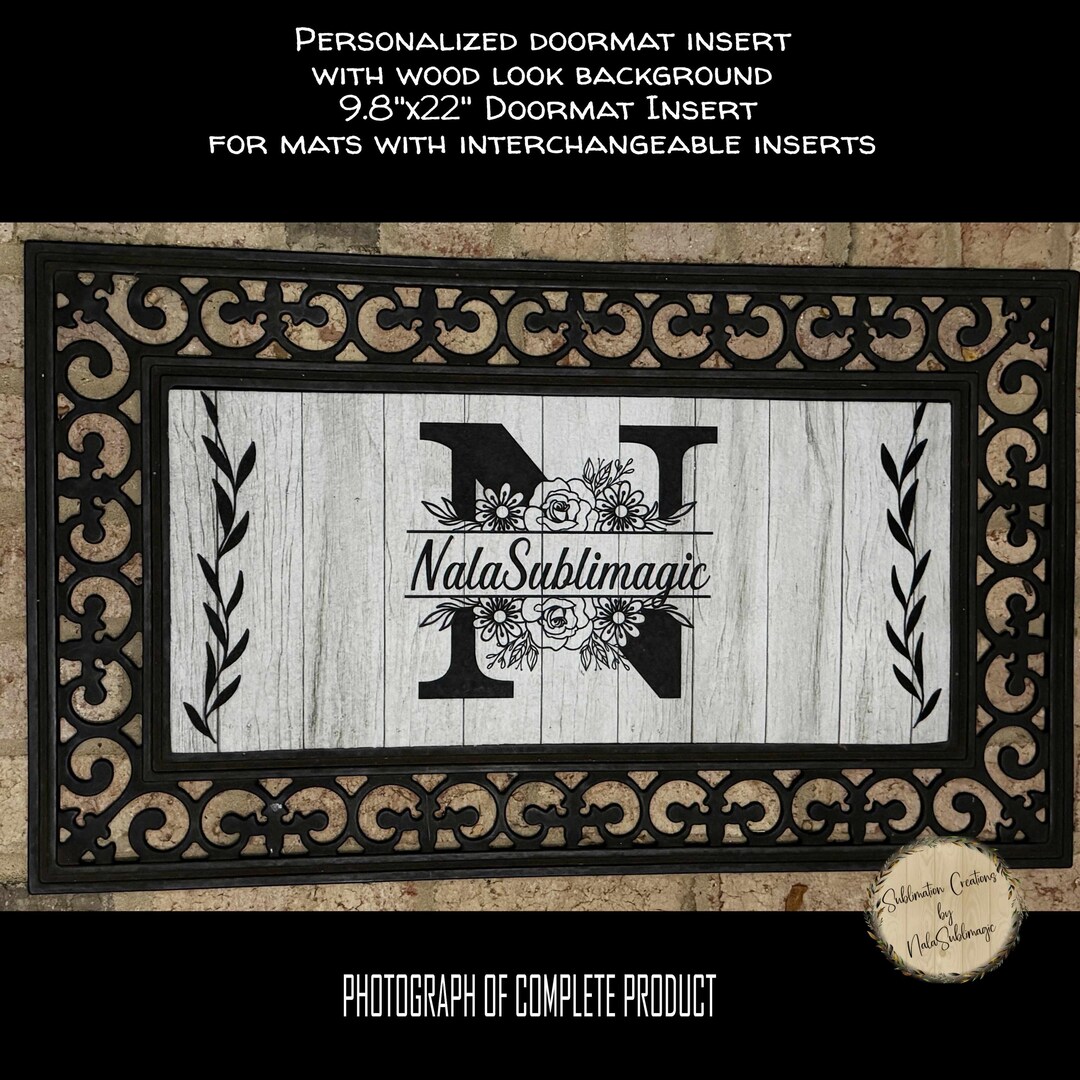 Monogram Doormat Insert: Custom Wood Look, Switchable (22