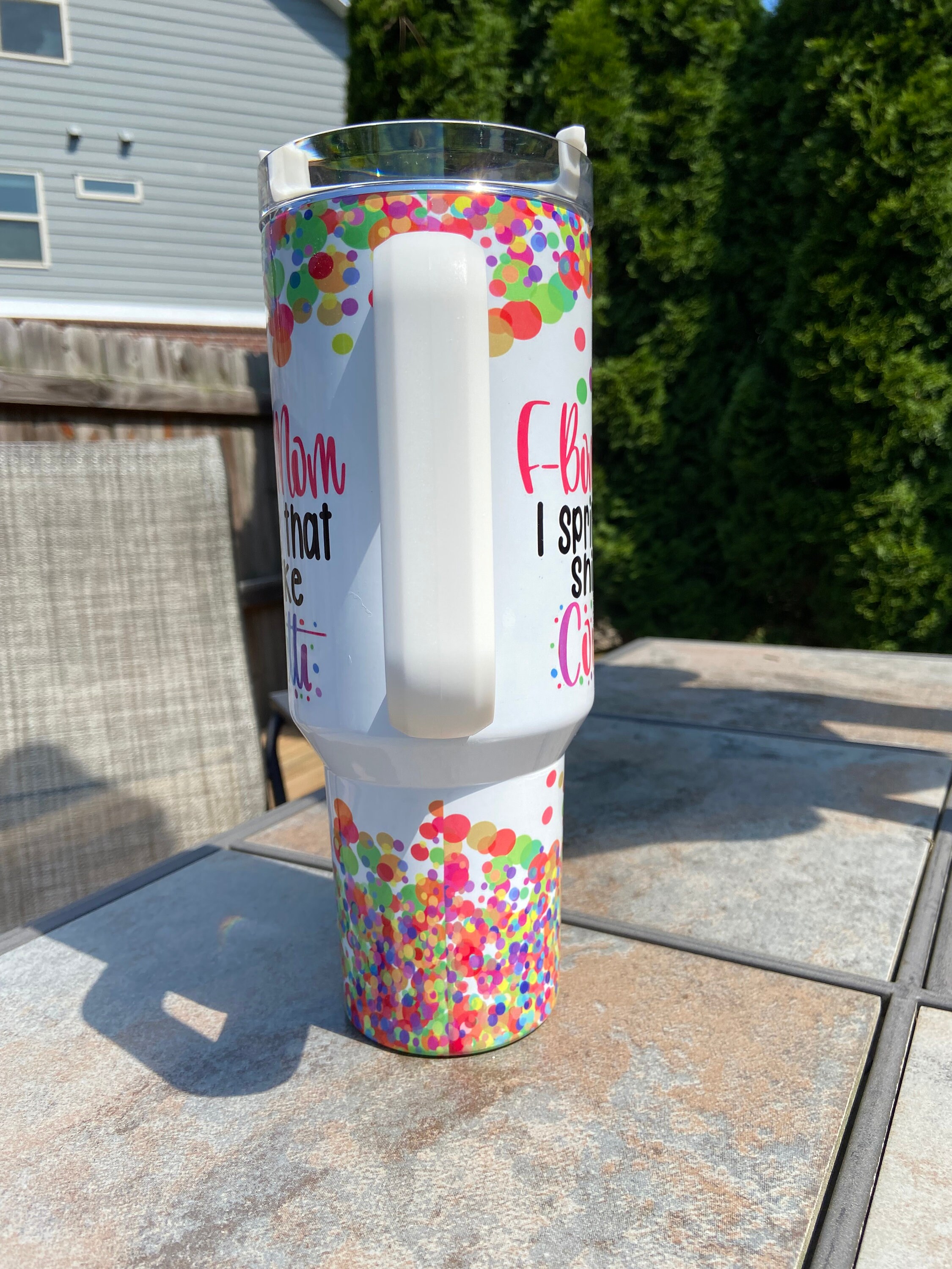 F Bomb Mom Confetti Design Handmade 40 Ounce Insulated Tumbler