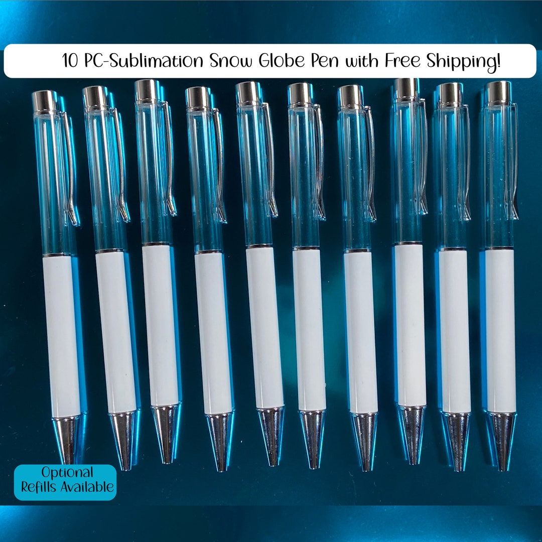 10 Pack Sublimation Snow Globe Pen Blanks silver Cap and Clip Etsy