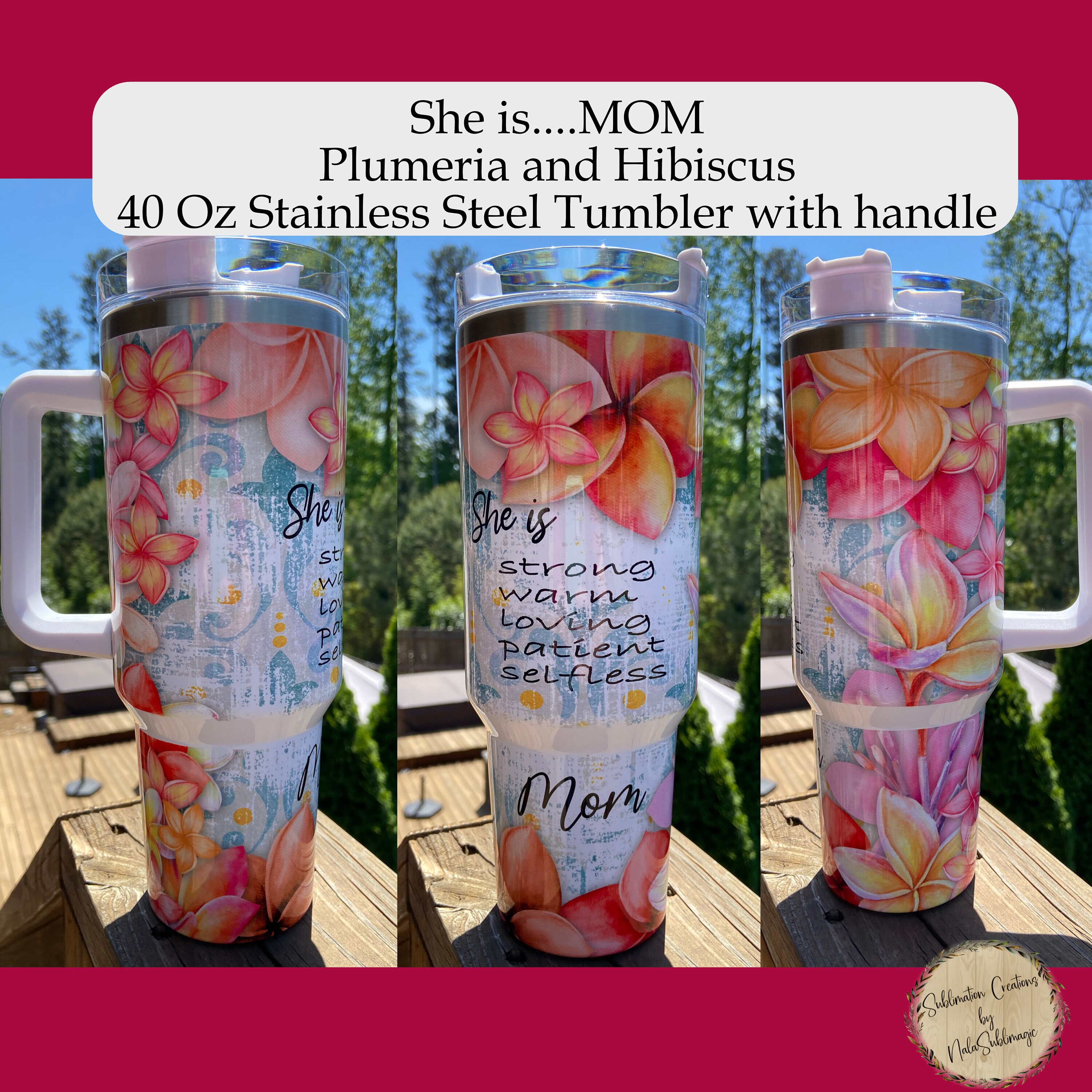Strong Fearless Patient Mom 40oz Sublimation Tumbler Design