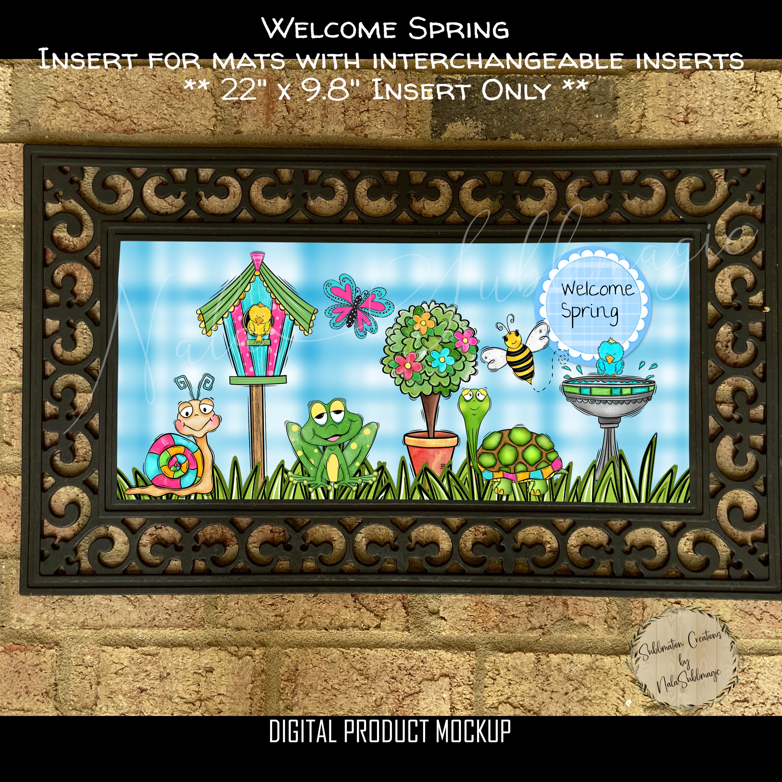 Welcome Spring Insert Welcome Spring Doormat Insert – Interchangeable Nature Design (22x9.8