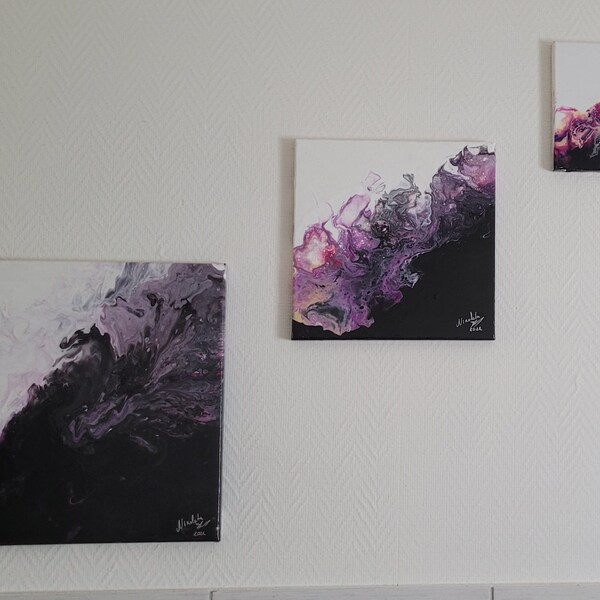 Originaux Collection abstraite "Ombres violettes" en noir et blanc