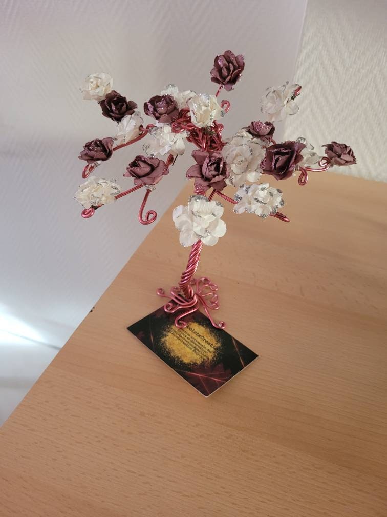 Arbre de Vie Rouge et Blanc Fait à La Main Alu