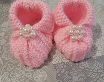 Hand knitted baby slippers