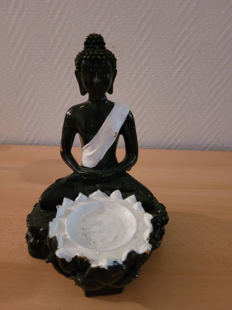 Bougeoir Bouddha, Noir et Or, Article Méditative, Religieux