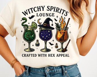Witchy Spirits Lounge | Halloween Cocktail Clipart | Witch Drink Sublimation Design | Spooky Season Digital Download