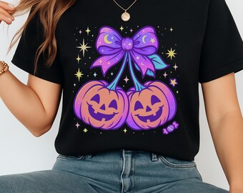 Kawaii Pumpkins Bundle  PNG | Pumpkin Cherries | Sublimation, Stickers, T-Shirts | Pastel Halloween Clipart | Halloween Girly