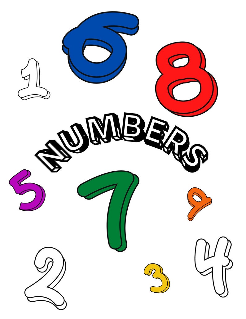 Children's Coloring Pages - Numbers - Etsy