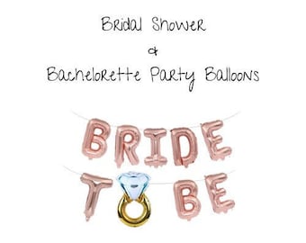 Bride To Be Bridal Shower Balloons | Bride To Be Bachelorette Party Balloons | 16in Bridal Shower Balloons | Rose Gold Balloons