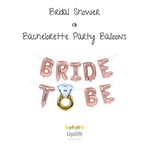Bride To Be Bridal Shower Balloons | Bride To Be Bachelorette Party Balloons | 16in Bridal Shower Balloons | Rose Gold Balloons
