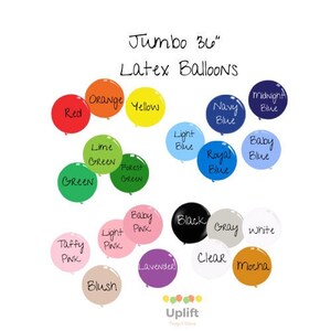 Jumbo 36&quot; Latex Balloons | Wedding Balloons | Giant Party Balloons | Jumbo First Birthday Balloon | Round 36 Inch Balloons | Solid Colors