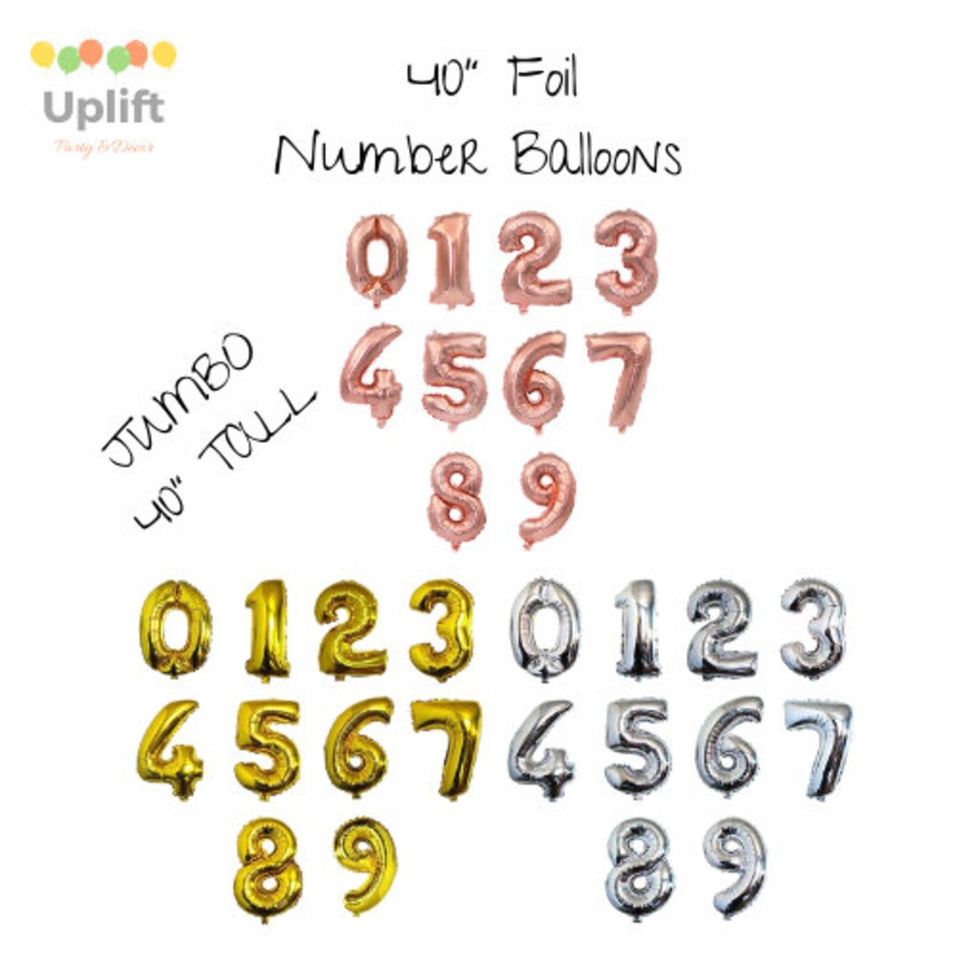 Jumbo 40 Foil Number Balloons Rose Gold Number Etsy