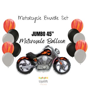 JUMBO 45" Black Motorcycle Balloon | Motorcycle Balloon Set | Harley Inspired Balloon | Motorcycle Racing Party | Made by upliftpartydecor