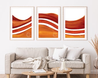 3 Piece Wall Art, Minimalist Wall Art Set of 3, Earth Tone Wall Art Set of 3, Terra Cotta Wall Art, Printable Wall Art, Set of 3 Prints